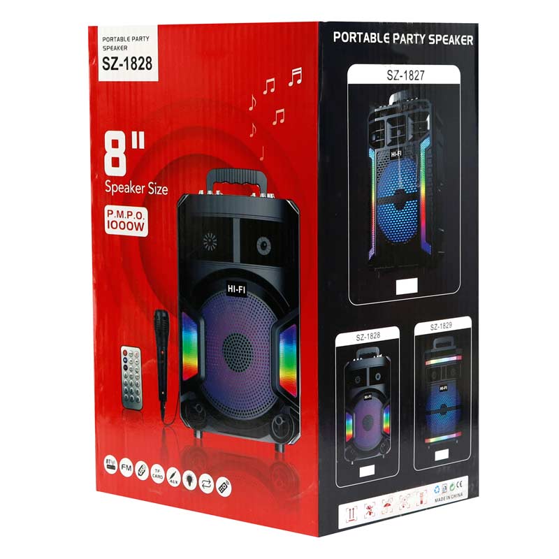 اسپیکر چمدانی بلوتوثی رم و فلش خور HIFI SZ-1828 + میکروفن و ریموت کنترل