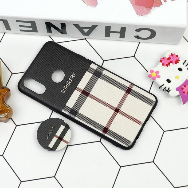 قاب فانتزی برجسته + پاپ سوکت طرح Burberry سامسونگ A10s سری D