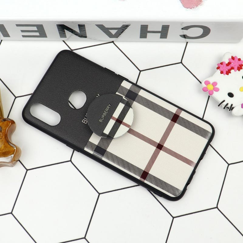 قاب فانتزی برجسته + پاپ سوکت طرح Burberry سامسونگ A10s سری D