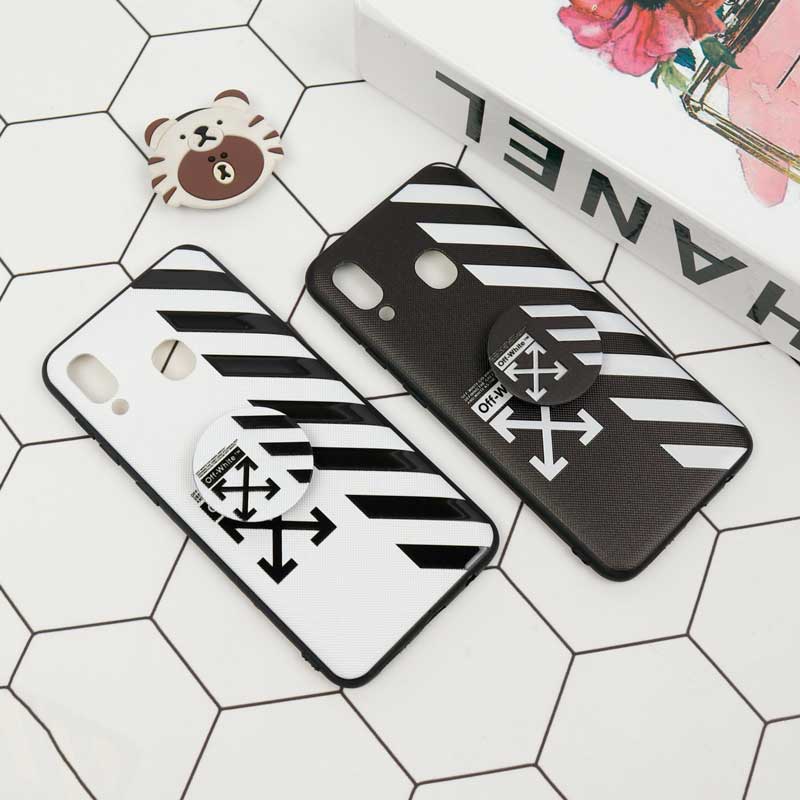 قاب فانتزی برجسته + پاپ سوکت طرح Off White سامسونگ A20/A30 سری D