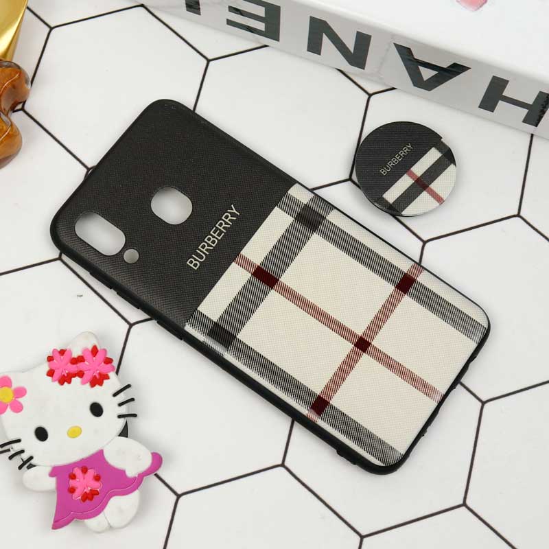 قاب فانتزی برجسته + پاپ سوکت طرح Burberry سامسونگ A20/A30 سری D