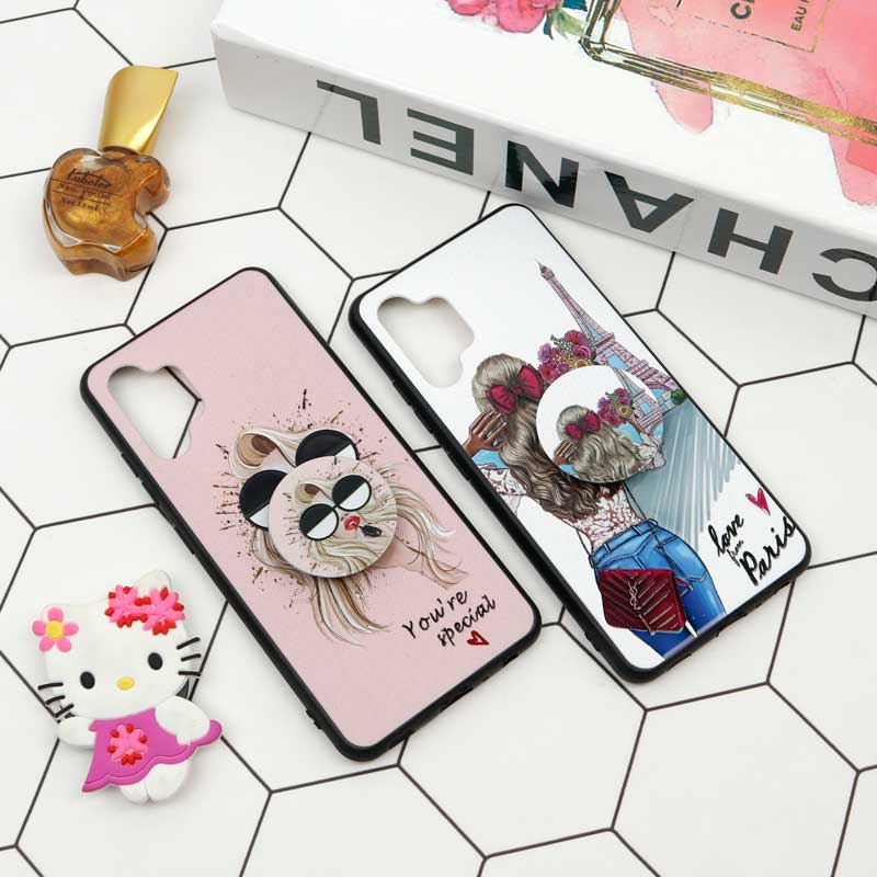 قاب فانتزی برجسته + پاپ سوکت طرح دختر سامسونگ A32 4G سری D