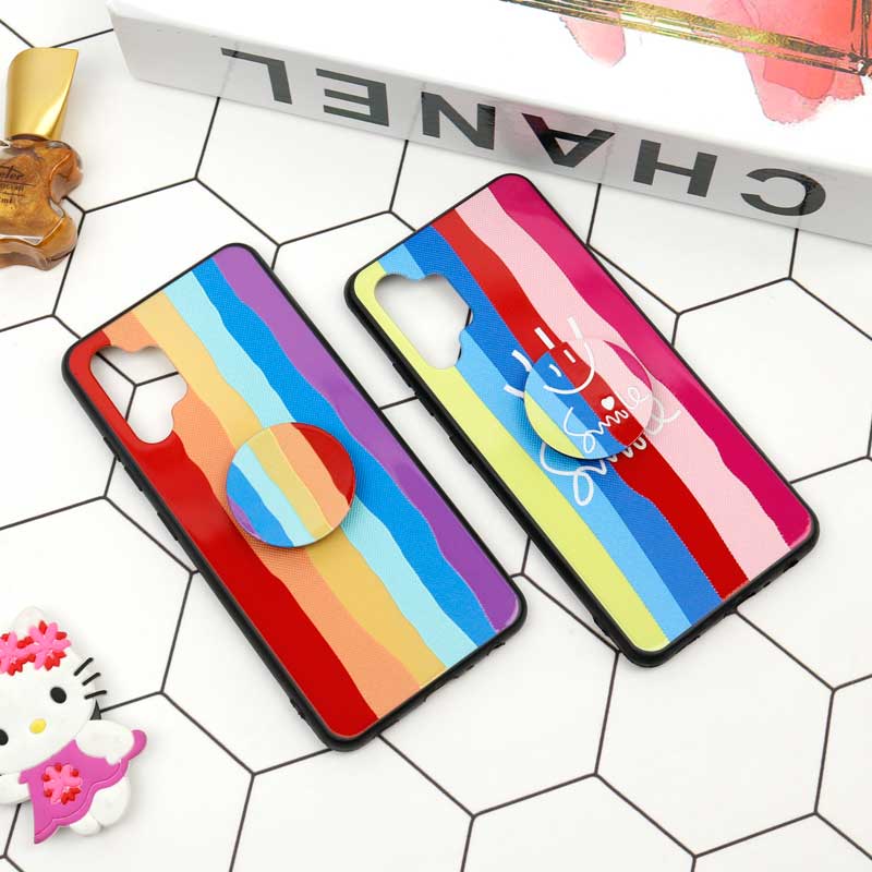 قاب فانتزی برجسته + پاپ سوکت طرح رنگین کمان سامسونگ A32 4G سری D