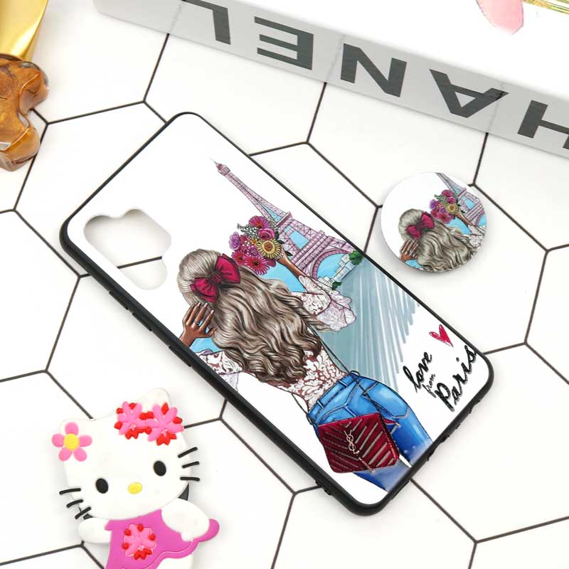 قاب فانتزی برجسته + پاپ سوکت طرح دختر سامسونگ A32 4G سری D