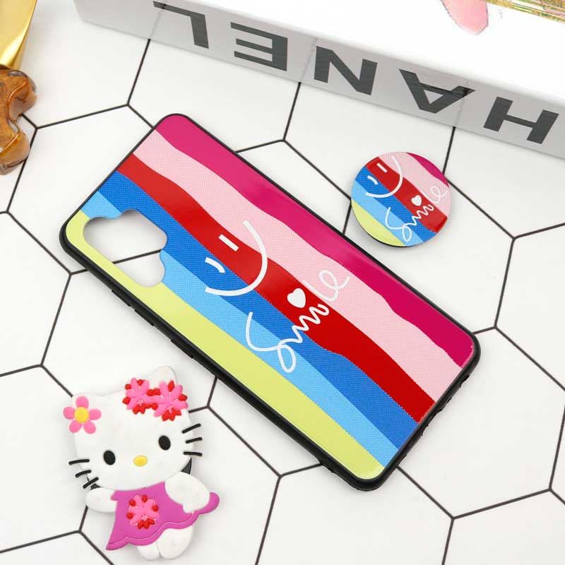 قاب فانتزی برجسته + پاپ سوکت طرح رنگین کمان سامسونگ A32 4G سری D