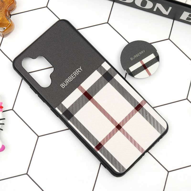 قاب فانتزی برجسته + پاپ سوکت طرح Burberry سامسونگ A32 4G سری D