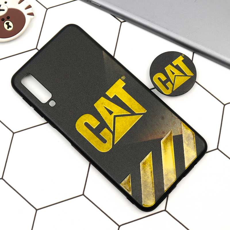قاب فانتزی برجسته + پاپ سوکت طرح CAT سامسونگ A7 2018 سری D