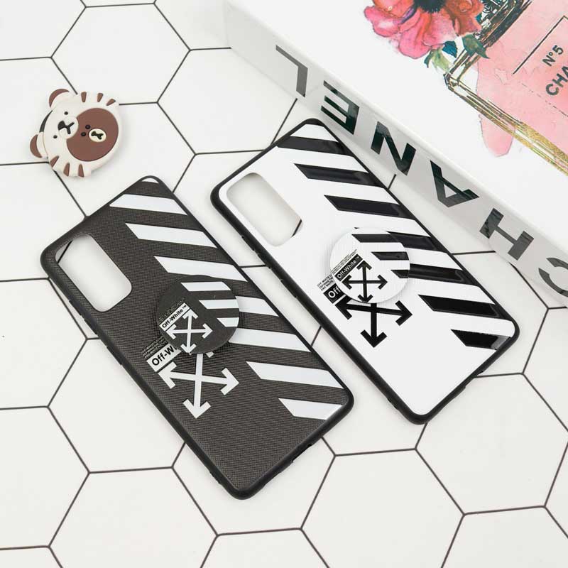 قاب فانتزی برجسته + پاپ سوکت طرح Off White سامسونگ S20 FE سری D