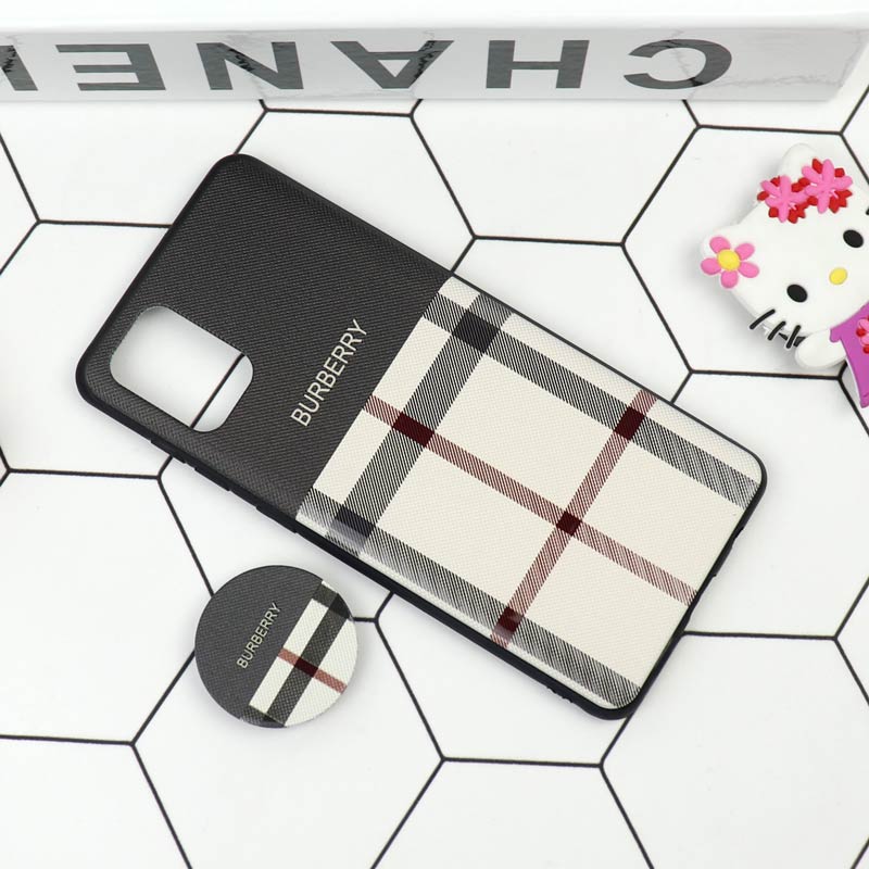 قاب فانتزی برجسته + پاپ سوکت طرح Burberry سامسونگ A71 سری D