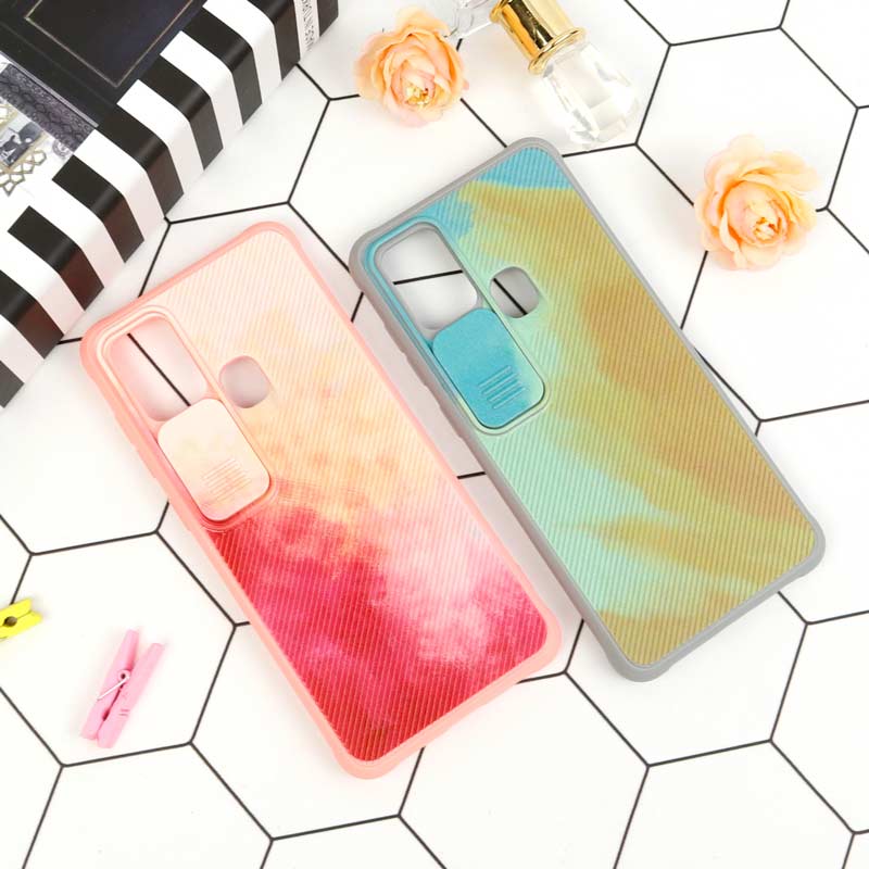قاب سیلیکونی رنگین کمانی محافظ لنزدار کشویی Samsung A21s