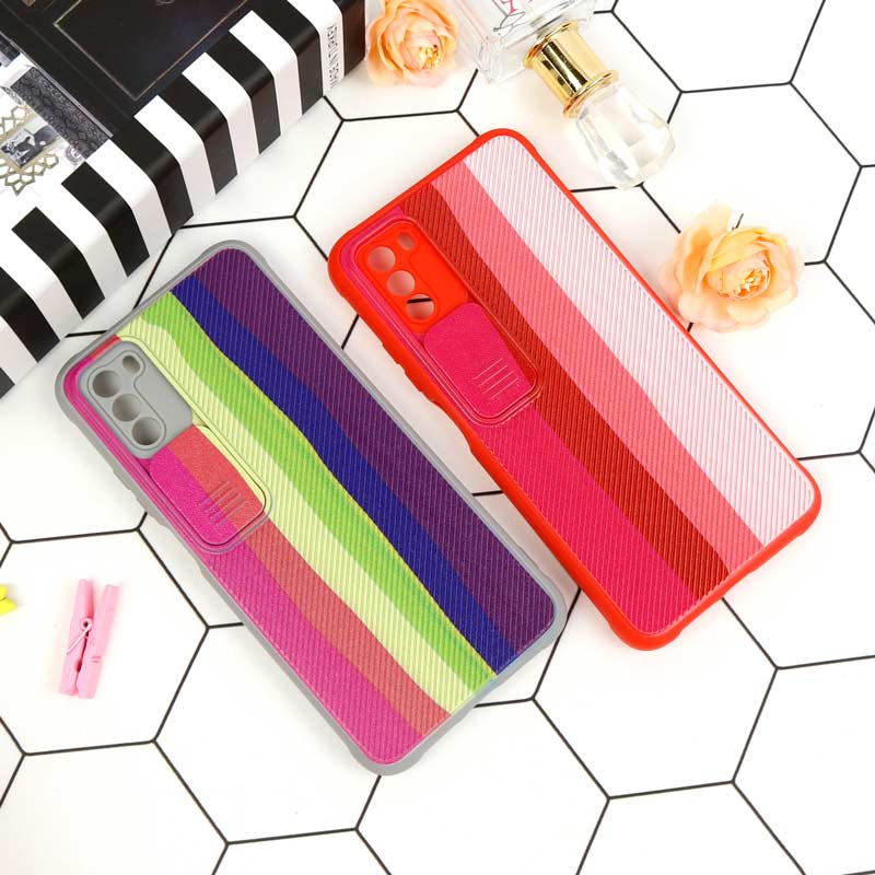 قاب سیلیکونی رنگین کمانی محافظ لنزدار کشویی Xiaomi Poco M3