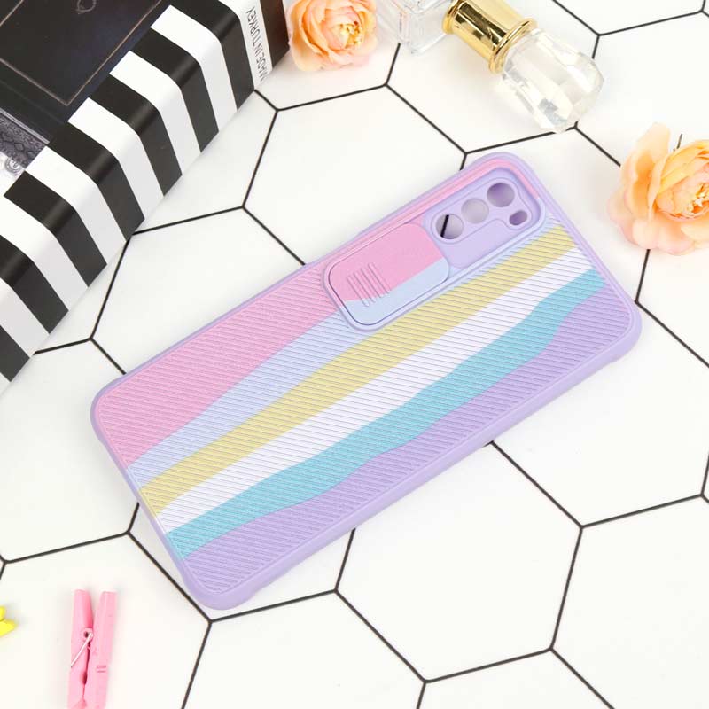 قاب سیلیکونی رنگین کمانی محافظ لنزدار کشویی Xiaomi Poco M3