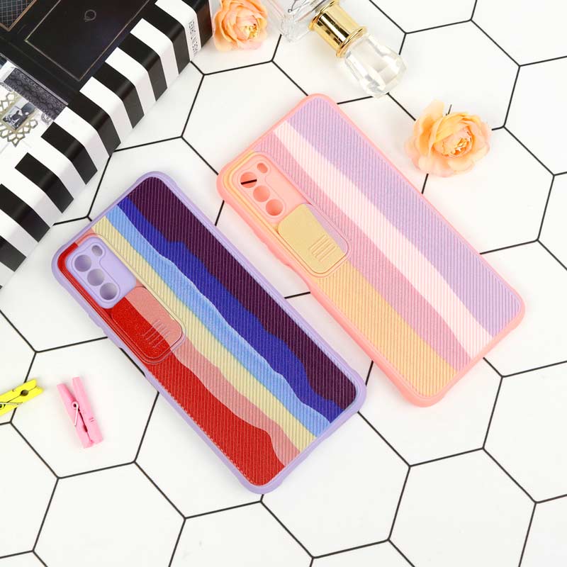 قاب سیلیکونی رنگین کمانی محافظ لنزدار کشویی Xiaomi Poco M3