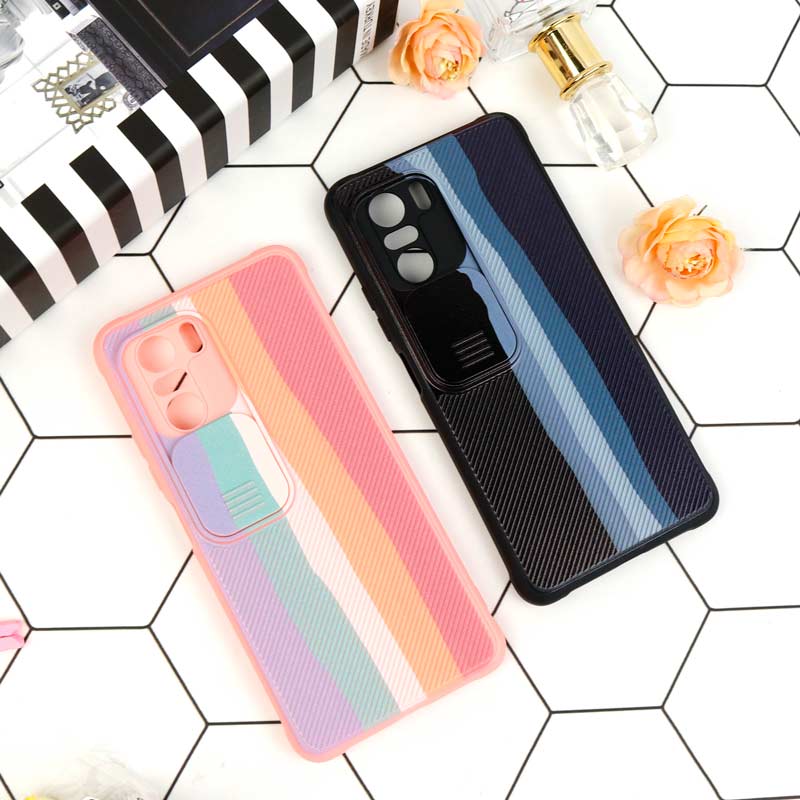قاب سیلیکونی رنگین کمانی محافظ لنزدار کشویی Xiaomi Redmi K40