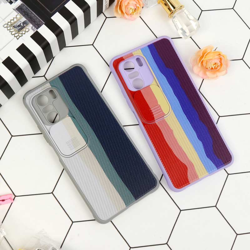 قاب سیلیکونی رنگین کمانی محافظ لنزدار کشویی Xiaomi Redmi K40