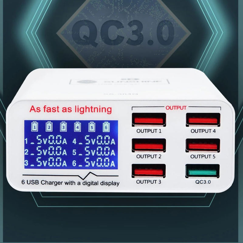 شارژر فست شارژ ۶ پورت سانشاین Sunshine SS-304q 3.5A QC3 17.5W