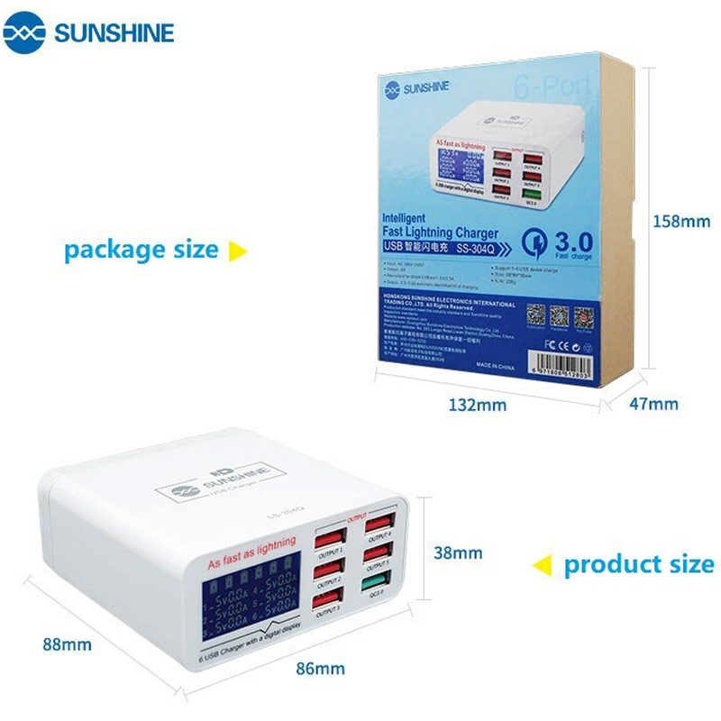 شارژر و تستر 6 پورت مدل Sunshine ss-304q