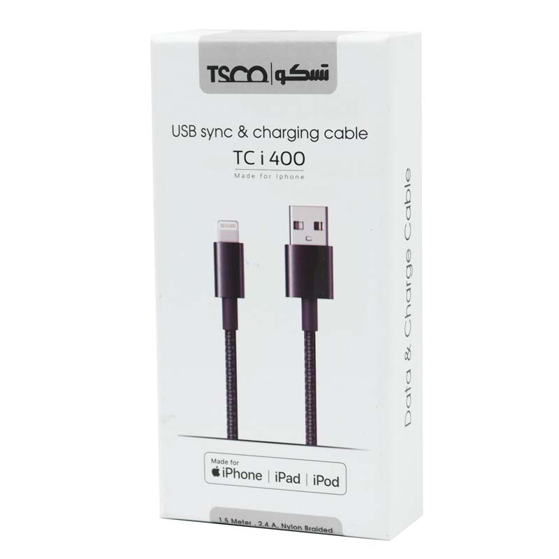 کابل آیفونی فست شارژ TSCO TC i400 2.4A 1.5m