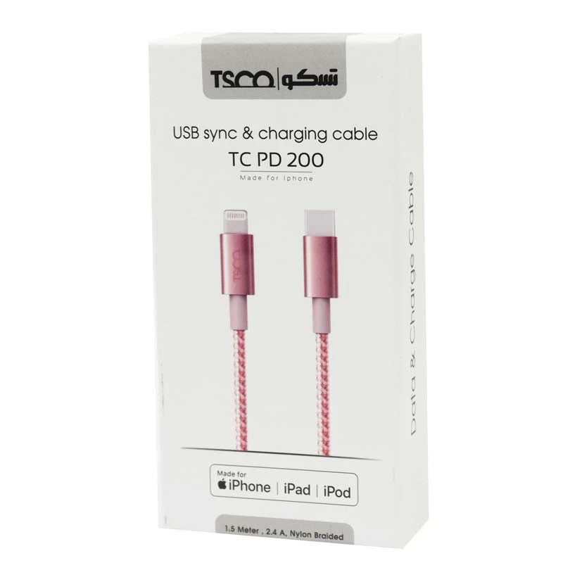کابل تبدیل فست شارژ TSCO TC PD200 Type-C to Lightning 2.4A 1.5m