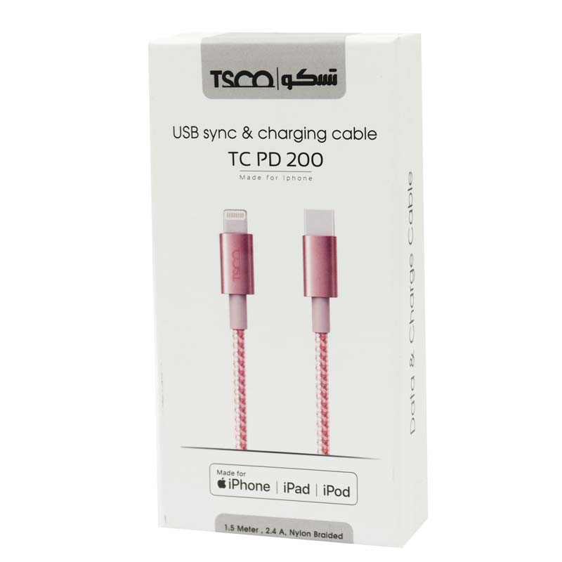 کابل تبدیل فست شارژ TSCO TC PD200 Type-C to Lightning 2.4A 1.5m