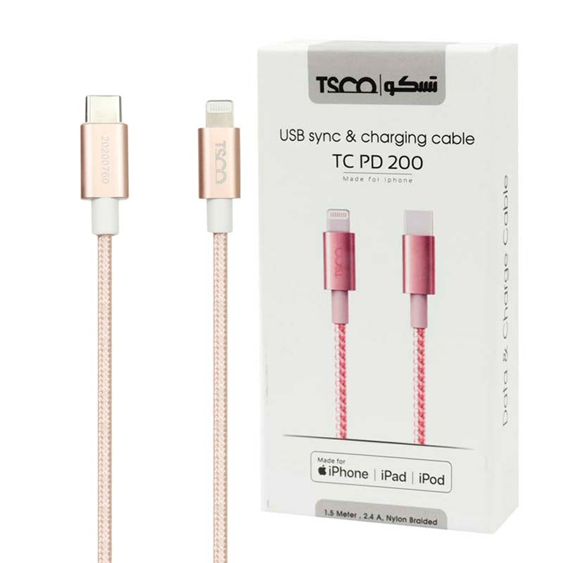 کابل تبدیل فست شارژ TSCO TC PD200 Type-C to Lightning 2.4A 1.5m