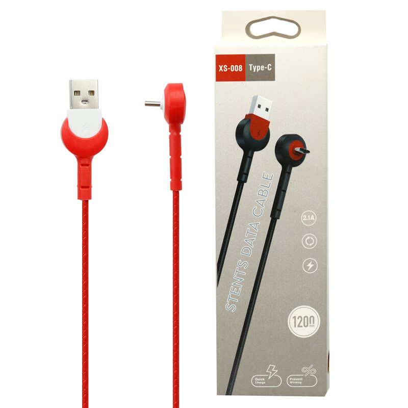 کابل فست شارژ XS-008 2.1A Type-C 1.2m یکسر L