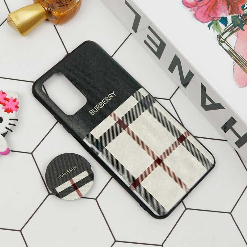 قاب فانتزی برجسته + پاپ سوکت طرح Burberry شیائومی Poco M3 سری D