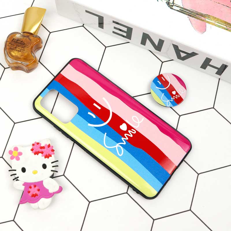 قاب فانتزی برجسته + پاپ سوکت طرح رنگین کمان شیائومی Poco M3 سری D