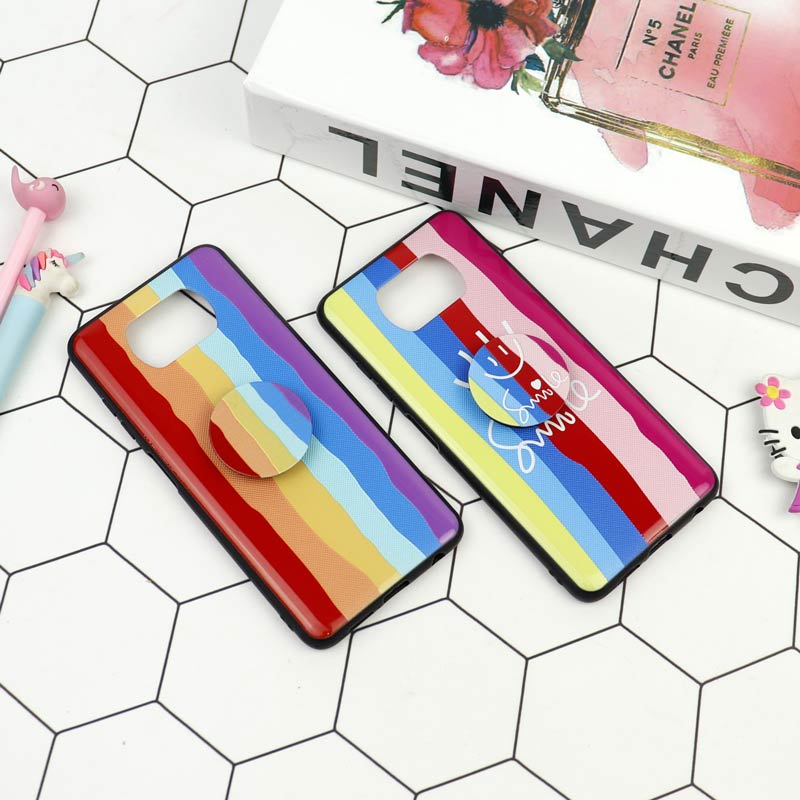 قاب فانتزی برجسته + پاپ سوکت طرح رنگین کمان شیائومی Poco X3 سری D