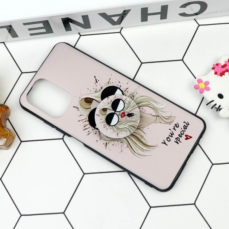 قاب فانتزی برجسته + پاپ سوکت طرح دخترانه شیائومی Redmi Note 10 / Note 10s سری D