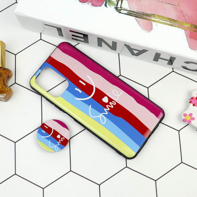 قاب فانتزی برجسته + پاپ سوکت طرح رنگین کمان شیائومی Redmi Note 10 / Note 10s سری D