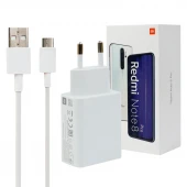 شارژر دیواری فست شارژ Xiaomi Redmi Note 8 Pro QC3 22.5W سرجعبه + کابل Type-C و جعبه گوشی