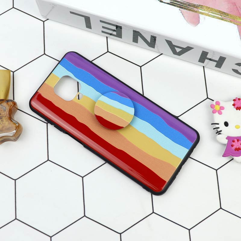 قاب فانتزی برجسته + پاپ سوکت طرح رنگین کمان شیائومی Redmi Note 9s / Note 9 Pro سری D