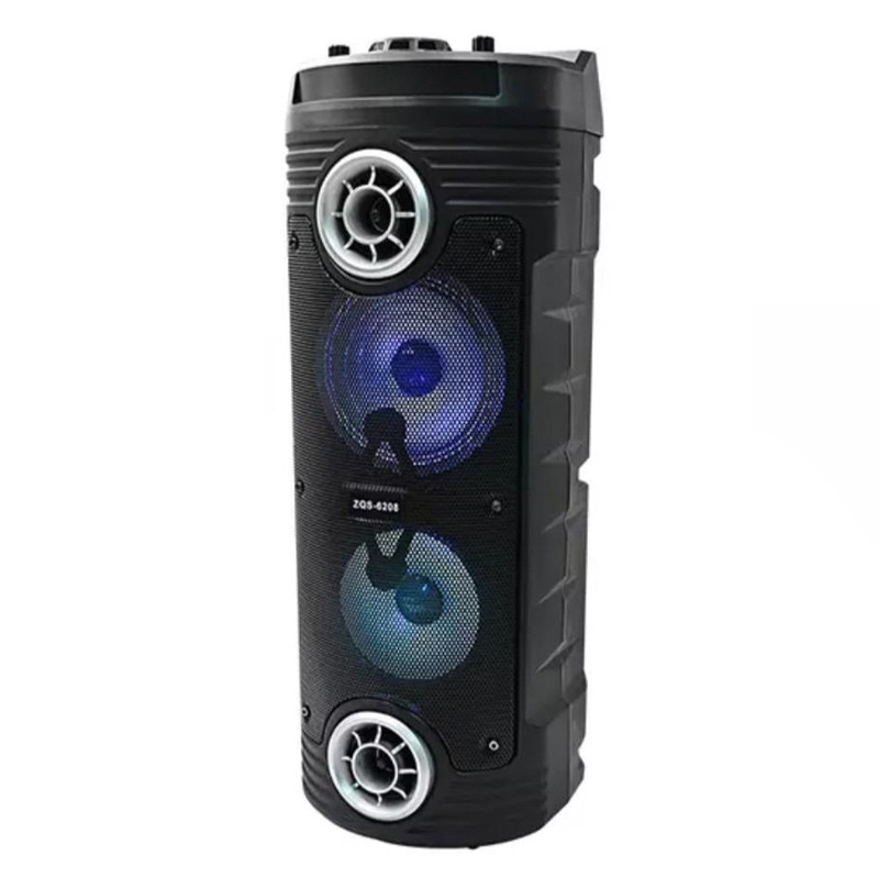 اسپیکر چمدانی بلوتوثی رم و فلش خور ZQS-6208 + میکروفون و ریموت کنترل