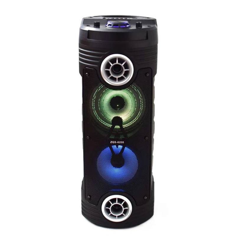 اسپیکر چمدانی بلوتوثی رم و فلش خور ZQS-6208 + میکروفون و ریموت کنترل