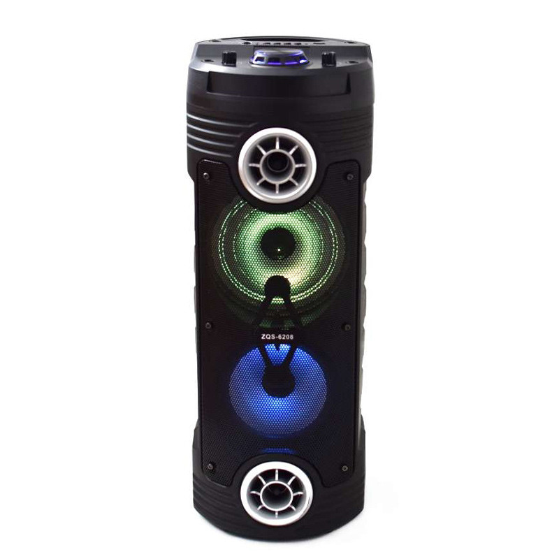 اسپیکر چمدانی بلوتوثی رم و فلش خور ZQS-6208 + میکروفون و ریموت کنترل