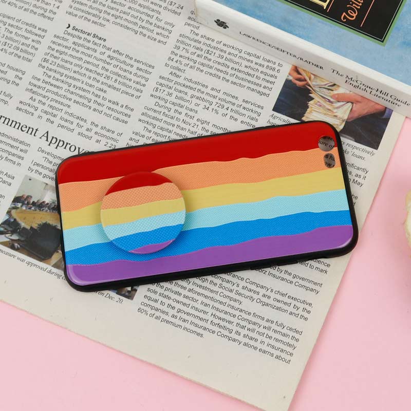 قاب فانتزی برجسته + پاپ سوکت طرح رنگین کمان آیفون iPhone 6/6s سری D