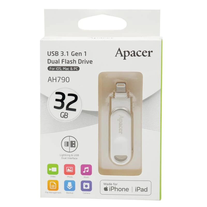 فلش 32 گیگ اپیسر Apacer AH790 OTG Lightning USB3.1