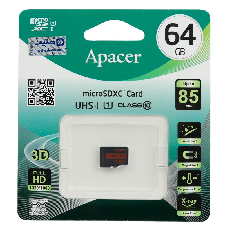 رم میکرو 64 گیگ اپیسر Apacer R85 U1 C10 85MB/s