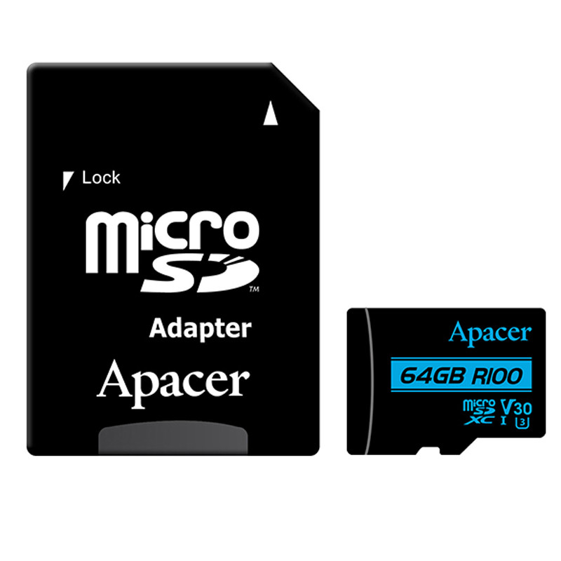 رم میکرو 64 گیگ اپیسر Apacer Rioo A1 V30 U3 C10 100MB/s + خشاب