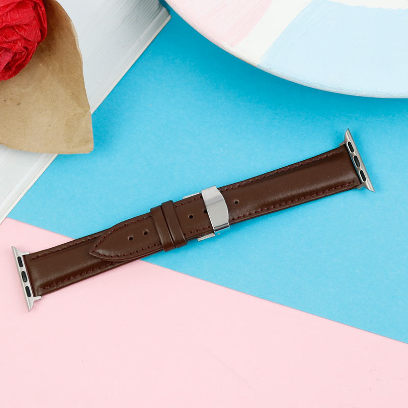 بند اپل واچ چرمی قفلی پروانه ای 38/40mm