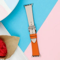 بند اپل واچ چرمی دو رنگ 38/40mm کرم نارنجی