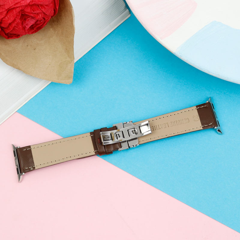 بند اپل واچ چرمی قفلی پروانه ای 38/40mm