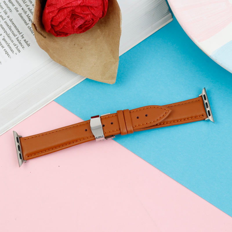 بند اپل واچ چرمی قفلی پروانه ای 38/40mm