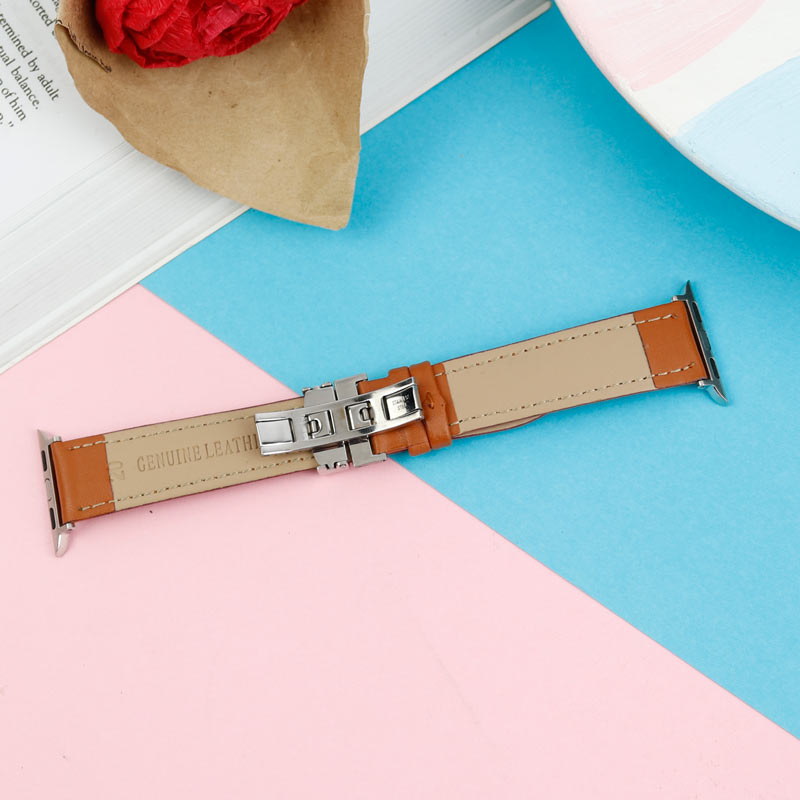 بند اپل واچ چرمی قفلی پروانه ای 38/40mm