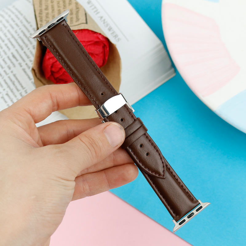 بند اپل واچ چرمی قفلی پروانه ای 38/40mm