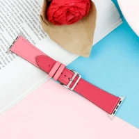 بند اپل واچ چرمی دو رنگ 42/44mm صورتی سرخابی