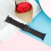 بند اپل واچ چرمی خالخالی 42/44mm مشکی نارنجی