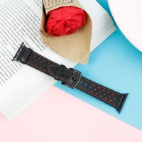 بند اپل واچ چرمی خالخالی 42/44mm مشکی نارنجی