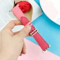 بند اپل واچ چرمی دو رنگ 42/44mm صورتی سرخابی